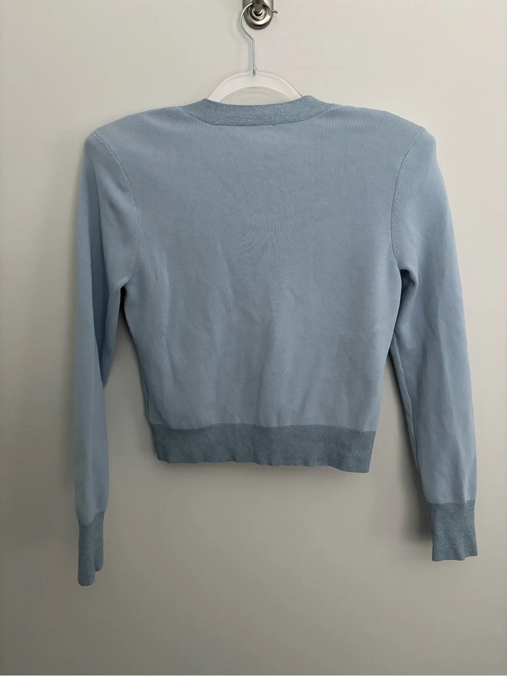 L’Agence Taya Light Blue V-Neck Button Cropped Cardigan Sweater size M